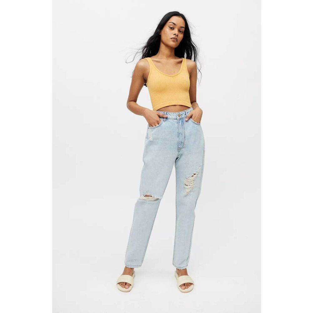 BDG High Rise Mom Jeans Destroyed Light Wash